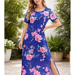 G.I.L.I. Maxi Dress  Mumu Women's MP Island Hawaiian Island Resort Wear Blue